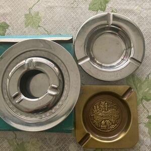 灰皿3個セット　ステンレス製灰皿【7.7 SEVEN Ash Tray】【安田生命】18-8 STENLESS MARU TAMA 四国めぐり　未使用保管品　昭和レトロ