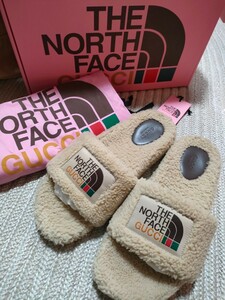 新品 未使用 GUCCI THE NORTH FACE コラボ ボアスライド サンダル 42 27-28cm程 グッチ ノースフェイス 国内正規品