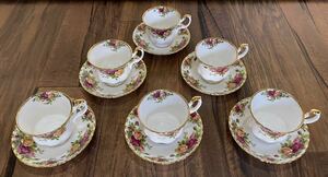 ROYAL ALBERT ロイヤルアルバート カップ&ソーサー オールドカントリーローズ ティーカップ 6客セット 中古