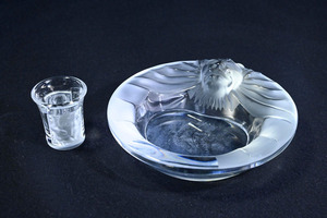 CR269 ラリック LALIQUE クリスタル ガラス ショット ミニグラス 灰皿 ジュエリー 小物入れ 貴金属