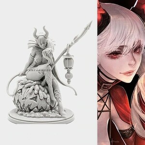 【新品】75mm 1/24 KINGDOM DEATH キングダム・デス Devil Satan デビル・サターン 女性戦士 未塗装 レジン製 組み立て フィギュア H150