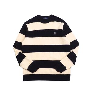 TI3536□定価22,000円*フレッドペリー/FRED PERRY*メンズL《K2559 BOLD STRIPE ALPACA BLEND JUMPR》クルーネックセーター*アルパカウール