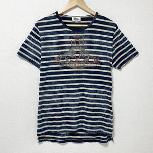 vivienne westwood MAN オーブ 安全ピン ムラ染め ボーダー 半袖 Tシャツ ヴィヴィアンウエストウッドマン カットソー archive 4080344