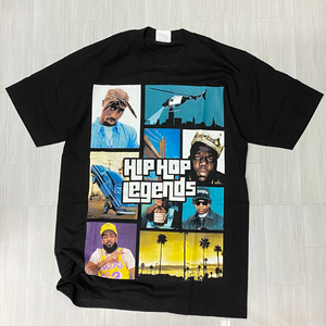 LA発 【XL】 HIPHOP LEGENDS アンダーグラウンド グラフィック ヘビーウェイト 半袖 Tシャツ 黒 ヒップホップ 伝説 2PAC Biggie ニプシー