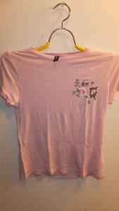 ★H&M★エイチアンドエムレディーストップス　ピンク　半袖 Ladies Pink Tops Size XS サイズXS 　USED IN JAPAN