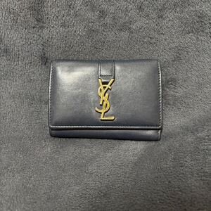 サンローラン SAINT LAURENT キーケース　カードケース レザー ブラック Vステッチ　ysl