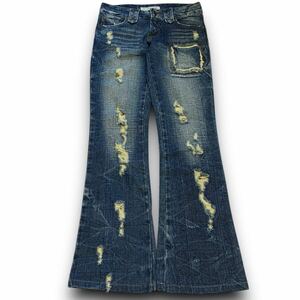 00s Japanese Jabel Pierce Flared Denim Pants フレアデニム パンツ ダメージ ブーツカット Archive アーカイブ ifsixwasnine lgb l.g.b. 