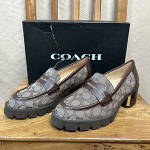 COACH 厚底 ローファー ロゴ シグネチャー 24cm US7 メープル コーチ レザー　新品未使用品