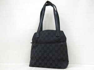 ◆超美品◆GUCCI グッチ◆GGキャンバス カーフ レザー 本革◆トート バッグ◆ブラック シルバー金具◆イタリア製◆肩掛け◆A8833