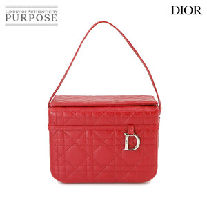 新品同様 クリスチャン ディオール Christian Dior レディディオール バニティ ハンド バッグ レザー レッド Vanity Bag 90233677