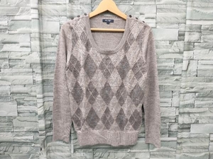 BURBERRY LONDON/アーガイル柄シルクセーター/ アルパカ/絹/バーバリーロンドン/ニット/FB302-779-07/メンズ/サイズ 2/グレー/M