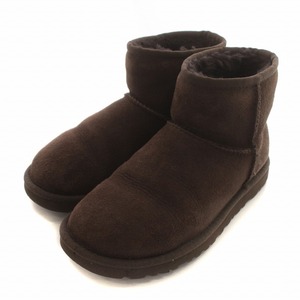 アグ オーストラリア UGG australia クラシックミニ ムートンブーツ ショート ボア レザー US5 22cm 茶 ブラウン /IR レディース