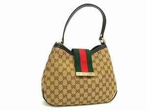 1円 ■極美品■ GUCCI グッチ 233608 シェリーライン GGキャンバス×レザー ワンショルダーバッグ 肩掛けかばん ブラウン系 AY4955