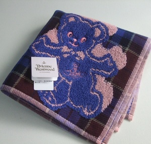 Vivienne Westwood ヴィヴィアン・ウエストウッド ハッピーベア クマ くま柄 タオルハンカチ 未使用品 ブルー系 オーブ刺繍