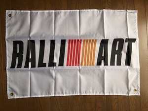 お部屋に！　オフカイに！三菱　ラリーアート　RALLI///ARTロゴ　白タペストリー　フラッグ　通常サイズ　送料無料！　パジェロ　ランエボ