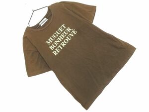 ネコポスOK SLOBE IENA スローブイエナ プリント Tシャツ 茶 ■◆ ☆ egb6 レディース