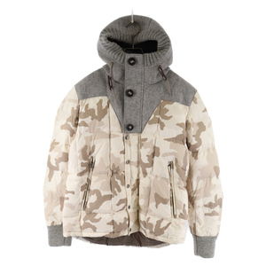 MONCLER モンクレール BEAUMONT バーモント ウール切替カモフラージュ ダウンジャケット オフホワイト/グレー 32091419198554954