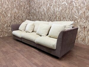 アルフレックス arflex A-SOFA 3人掛けソファ ラウンジソファ トリプル 3P セパレート ブラウン ファブリック クッション付 (貝634)