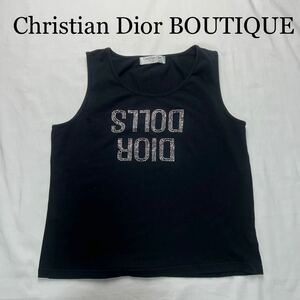 Christian Dior BOUTIQUE クリスチャンディオール ブティック タンクトップ ノースリーブ 黒 ストーン USA8サイズ