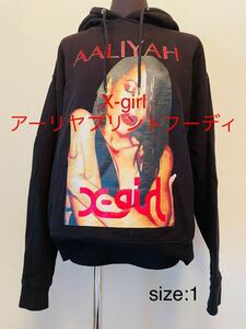 X-girl エックスガール 長袖パーカー Hooded Sweatshirt AALIYAH SWEAT HOO DIE アリーヤ プリント フーディ スウェット270924-003