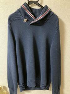 ☆TOMMY HILFIGER(トミーヒルフィガー） 男性用ショールカラーセーター ネイビー サイズS/P（M～L）中古美品☆