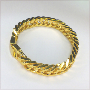 [BRACELET] 18K Gold Color Stainless Steel 4面カット ダブル喜平チェーン ゴールド ブレスレット 10.5x200mm (45g) 【送料無料】
