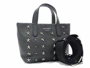 ■新品■未使用■ JIMMY CHOO ジミーチュウ ピムリコ レザー スタースタッズ 2WAY ミニトートバッグ ショルダーバッグ ブラック系 AS4505