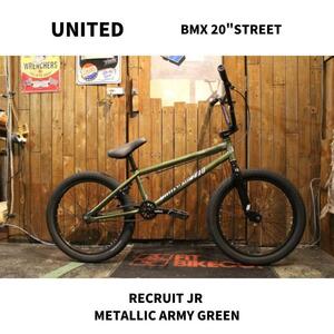 自転車　BMX 20インチ ストリート UNITED RECRUIT JR 20.25 METALLIC ARMY GREEN　即決　送料無料　新品未使用