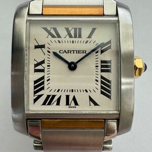 ★1円スタート★Cartier カルティエ タンクフランセーズMM レディース 腕時計 2301 クォーツ 不動 白文字盤 コンビ ベルト純正 箱あり