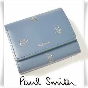 新品1円～★ポールスミス Paul Smith 牛革 本革レザー がま口 口金付き 三つ折り財布 ウォレット ミックスドゥードゥル 本物 ◆9384◆