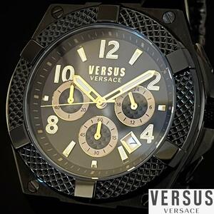 ★ブラック色★Versus Versace/ベルサスベルサーチ/メンズ腕時計/プレゼントに/男性用/ヴェルサス ヴェルサーチ/黒/お洒落/激レア/希少