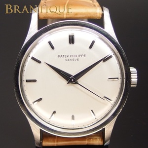 【超希少 フラットベゼル OH済】PATEK PHILIPPE CALATRAVA Ref.570 K18WG 手巻 メンズ アンティーク 腕時計 修理証明書付「16135」