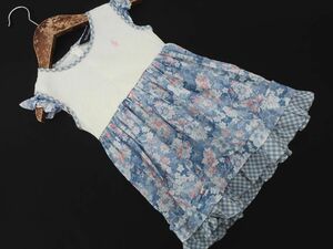 ネコポスOK Ralph Lauren ラルフローレン 花柄 ドッキング ワンピース size80cm/白ｘ紺 ■◆ ☆ efb2 子供服