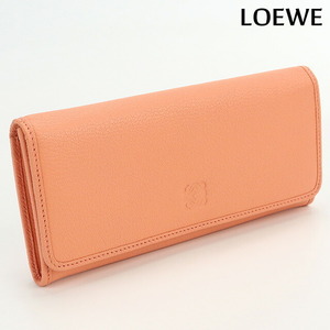 6/16はさらに+11倍 中古 ロエベ 長財布ニ折小銭入付き レディース ブランド LOEWE アナグラム 二つ折り長財布 レザー オレンジ