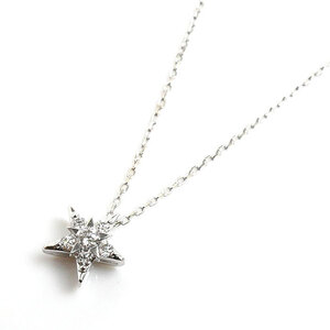 STAR JEWELRY スタージュエリー K18WG ホワイトゴールド STAR of STARS ネックレス 2ZN2252 ダイヤモンド 1.2g 40cm レディース 中古