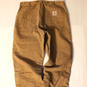 カーハート　carhartt MADE IN U.S.A. 36インチ　ブラウンダック　ボンディングパンツ　ワークパンツ