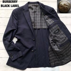 美品/金ボタン/ノバチェック◎バーバリーブラックレーベル テーラードジャケット 紺ブレザー ネイビー メンズ M BURBERRY BLACKLABEL