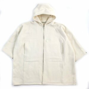 美品△N.HOOLYWOOD エヌハリウッド 18AW 182-C008-042 メッセージプリント ジップアップ メルトン オーバーコート アイボリー 38 正規品