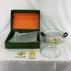 KYOKUYO キョクヨー ホーロー鍋 両手鍋 花柄 昭和レトロ 寸法20cm 3リットル 旭金属株式会社 調理器具