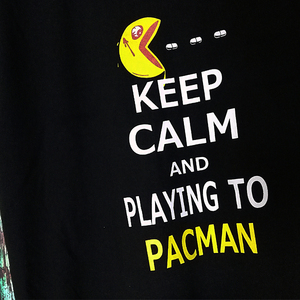 送込【Keep Calm And Playing To Pacman】★パックマン★ブラック★S~XLサイズ