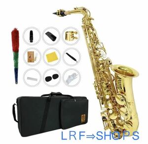 668サックス11点セット E Saxophone ゴールドラッカー ケース付き