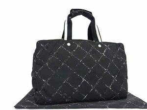 1円 ■美品■ CHANEL シャネル 旧トラベルライン ナイロン トートバッグ ハンドバッグ レディース ブラック系 FB0738