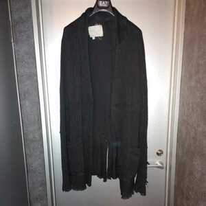 ★【新品】GREG LAUREN　THE BLACK KNIT SHAWL COLLAR COTTON DRY CLEAN　JKT　グレッグローレン　ニットコーディガン ブラック　ロング