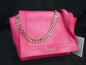 1円 FURLA フルラ レザー チェーン ワンショルダーバッグ 肩掛けかばん 斜め掛けかばん レディース フューシャピンク系 BM4004