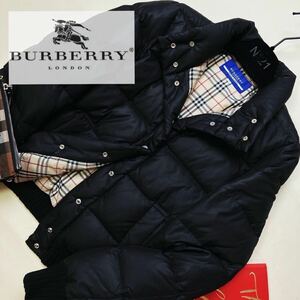 b39超美品　美しいノバチェック　参考価格12万●BURBERRY BLUE LABEL●どっしり肉厚〜高級ダウンコート バーバリーコート レディース M