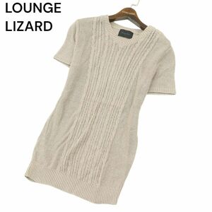 LOUNGE LIZARD ラウンジリザード 春夏 麻 リネン混★ レーヨン 半袖 Vネック ケーブル サマー ニット Tシャツ Sz.2　メンズ　A4T04464_4#J