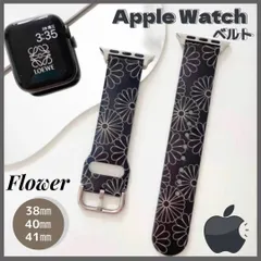 ★セール★ Apple Watch 38/40/41㎜ バンド ベルト ネイビー 花柄