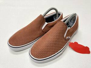 VANS SLIPON 茶 スエード エンボス 型押し US7.5 (25.5cm) スリッポン アメリカ企画限定!! バンズ