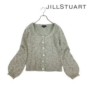 12T435☆ JILL STUART ジルスチュアート マルチカラー バルーンスリーブ ニット カーディガン オフィスカジュアル 可愛いデザインです◎ M