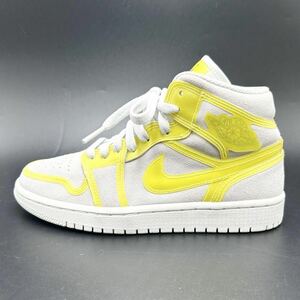 1円 【未使用保管品】 NIKE AIR JORDAN 1 MID ナイキ エアジョーダン1 ミッド スニーカー シューズ 靴 レザー スエード イエロー 